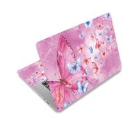 PLIGREAT Rosa Farfalla Laptop Pelle Sticker Decalcomanie, 12 "13" 13.3 "14" 15 "Laptop Universale Vinile Riutilizzabile Notebook Acquerello Floreale Protector Cover Decalcomanie