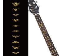 PLIGREAT Set di adesivi per tastiera per chitarra, collo e tastiera, con intarsio design totem adesivi per chitarra fai da te per musica chitarra basso chitarra acustica chitarra elettrica, dorato