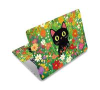 PLIGREAT Simpatico gatto nero Laptop Skin Adesivo per computer portatile con motivo gatto adatto per laptop da 12" 13" 13,3" 14" 15" Universale Rimovibile in vinile Notebook Protezione Artificiale