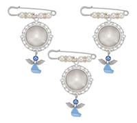 PLIGREAT Something Blue, ciondolo per bouquet da sposa, con ciondolo a forma di angelo custode, con perla blu, bouquet da sposa, con cornice per foto, regalo commemorativo