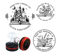 PLIGREAT Timbro personalizzabile, timbro da ufficio con testo personalizzato, timbro rotondo autoinchiostrante per inviti a matrimoni, etichetta regalo fatta a mano, libro per insegnanti, 16 disegni