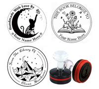 PLIGREAT Timbro personalizzato 16 disegni Logo Creativo Nome Indirizzo Timbro per libro insegnante matrimonio ufficio timbro per biblioteca con testo personalizzato