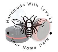 PLIGREAT Timbro Personalizzato Rotondo, Timbro con Nome Personalizzato, Timbro autoinchiostrante con Design Ape per Scrivere inviti e cartellini Regalo Fatti a Mano, 3 Colori Disponibili