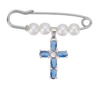 PLIGREAT Un po' di blu per bouquet da sposa, con ciondolo a forma di croce scintillante, con strass, per la sposa, come regalo di festa di nozze, regalo di mamma sorella