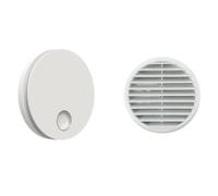 Plikc - Kit aspiratore da parete ad aspirazione assiale serie "Ario" con speciale membrana in Mylar anti ritorno dell'aria esterna - 100% MADE IN ITALY + Griglia da muro (Foro Ø 98, Bianco)