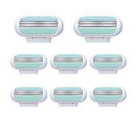 Plimbin Confezione da 8 lame di ricambio per rasoio Gillette Venus Extra Smooth da donna, lame a 3 strati e testa girevole, scorrevolezza senza sforzo (blu)