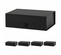 PLINJOY 5 scatole regalo nere per regali, 27 x 19 x 8,9 cm, scatole regalo magnetiche con coperchio, scatola regalo di lusso per damigelle, matrimoni, confezioni regalo di compleanno
