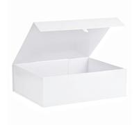 PLINJOY Scatola regalo extra large bianca, 48 x 40 x 15 cm, scatole regalo per regali con coperchio chiusura magnetica pieghevole, scatola per proposte di damigella d'onore, compleanno, Natale, per