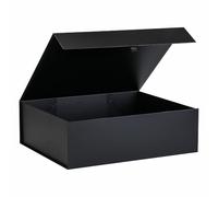 PLINJOY Scatola regalo extra large nera 48 x 40 x 15 cm, scatole regalo per regali con coperchio chiusura magnetica pieghevole, scatola per proposte di sposo, compleanno, Natale, per vestiti e regali
