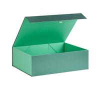 PLINJOY Scatola regalo verde extra large 41,5 x 35,5 x 14 cm, scatole regalo per regali con coperchio chiusura magnetica pieghevole, scatola per proposte di sposo, compleanno, Natale, per vestiti e