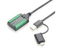 Plinkwirekb Cavo convertitore seriale 4 in 1 USB a RS232-RS485-RS422-TTL con chip FTDI, cavo adattatore multiporta USB-C a morsettiera per Windows/Linux/Android (1 m/3,3 piedi)