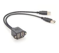 Plinkwirekb Cavo di prolunga Dual USB 2.0 A, maschio a femmina, USB tipo A, connettore a vite, alloggiamento flangiato, cavo convertitore di passaggio, 1 m