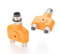 Plinkwirekb Connettore splitter Y M12 a M8, codificato a 4 pin, 1 connettore M12 a 2 prese M8, cavo PUR 0,3 m/0,6 m, per sensori e attuatori (arancione)