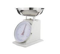 PLINT New 3KG Traditional Weighing Kitchen Scale With Stainless Steel Bowl, Retro Scales Mechanical Vintage, Retro Food Scales with Large Metal Bowl (White)