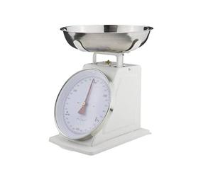 PLINT New 3KG Traditional Weighing Kitchen Scale With Stainless Steel Bowl, Retro Scales Mechanical Vintage, Retro Food Scales with Large Metal Bowl (White)