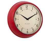 Plint Retro Wall Clock Silent Non Ticking Decorative Red Color Wall Clock, Retro Style Decorazione della parete per la cucina soggiorno casa, ufficio, scuola, facile da leggere grandi numeri