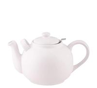 PLINT Simple & Stylish Ceramic Teapot, Globe Teapot with Stainless Steel Strainer, Ceramic Teapot for up to 10 Cups, 2500ml Ceramic Teapot, Flowering Tea Pot, TeaPot for Blooming Tea, White