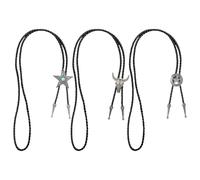 Plipdhy 3 Pezzi Cravatte Bolo Western Vintage - Collana Cowboy Regolabile Unisex con Ciondolo Bronzo e Turchese, Accessori Stile Nativo per Uomo e Donna