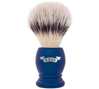 Plisson - Pennello da barba classico, pennello sintetico in fibra bianca di alta qualità - Manico blu notte - Dimensione 12 Standard - Comfort e morbidezza - Produzione francese