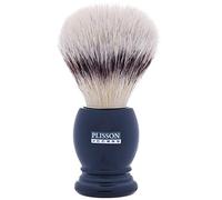 Plisson - Pennello da barba classico, pennello sintetico in fibra bianca di alta qualità - Manico grigio perlato - Dimensione 12 Standard - Comfort e morbidezza - Fabbricazione francese