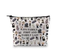 PLITI Addams Family Merchandise Broadway Musical Gift It's Family First and Family Last The AD Family Fans Makeup Bag, Primo Ultimo Famiglia Bagu, alla moda