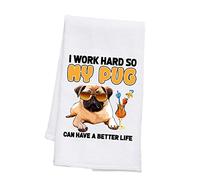 PLITI Asciugamano da cucina con carlino, per amanti del carlino, idea regalo per la signora dei carlini con scritta "I Work Hard So My Pug Can Have a Better Life (My Pug TWU)
