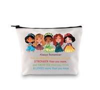 PLITI Beauty case Princess Squad Gift Fairy Tales Always Remember You are Braver Than You Believe Princess Character Makeup Bag, Ricorda la principessa Bagu, alla moda