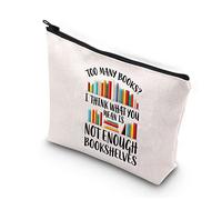 PLITI Bookworm Gifts Book Lover Makeup Bag Too Many Books I Think What You Mean is Not Enough Librerie Borsa da viaggio, Abbastanza Bookshelvesu