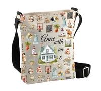 PLITI Borsa a tracolla a tema libri letterari per libri di Anne Book Lover Regalo per lettori Libri autunnali a tema