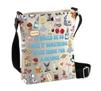 PLITI Borsa a tracolla ispirata ad Alice "It would be so nice if Something Made Sense For a Change Wonderland", Per Cambiare Cbag U, 8×7.5×1.8inches