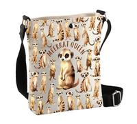 PLITI Borsa a tracolla per amanti degli animali dello zoo, regalo per amanti della fauna selvatica, idea regalo per gli amanti dello zoologo, Meerkat Regina Cbagu, 8×7.5×1.8inches