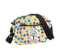 PLITI Borsa a tracolla per la consapevolezza dell'autismo, con scritta "It's Okay To Be Different Puzzle Piece Autism Support", regalo per terapeuta, Va bene Cbu diverso, 24.5*8*18 cm