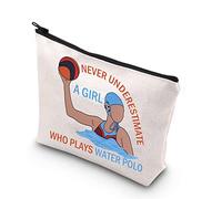 PLITI Borsa da trucco per pallanuoto Regalo per giocatore di pallanuoto Non sottovalutare mai una ragazza che gioca a pallanuoto Borsa da toilette, Pallanuoto Ragazza U, moda