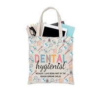 PLITI Borsa per igiene dentale con scritta in lingua inglese "Because I Love Being Part Of The Reason Someone Smiles DH Appreciation Gift, Igienista dentale Tgu, medium