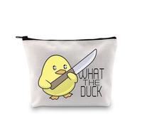 PLITI Borsa per il trucco con anatra regalo per amanti delle anatre What The Duck Funny Duck Daying Cosmetic Bag Duck Pun regalo, Cosa l'anatra Bagu, alla moda
