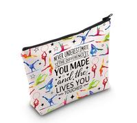 PLITI Borsa per il trucco con scritta "Never Underestimate The Difference You Made and The Lives You Touched", per amanti della ginnastica, Bagu Ginnastica Toccata, alla moda