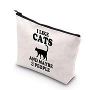 PLITI Borsa per il trucco del gatto regalo per il proprietario del gatto regalo per la mamma regalo I Like Cats and Maybe 3 People Travel Pouch, Mi piace Catsu
