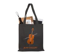 PLITI Borsa per violoncello musicale, con scritta in lingua inglese "Just Cellin", divertente, per violoncellista, orchestra, musicista, riutilizzabile, idea regalo, Solo Cellin Tgblu, medium