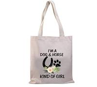 PLITI Borsa regalo per amante dei cani a forma di cavallo per donna I'm a Dog and Horse Kind of Girl con stampa di zampa regalo a ferro di cavallo, Cane Cavallo Ragazza Tgu, M