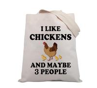 PLITI Borsa tote con pollo regalo per amanti dei polli regalo mamma pollo regalo I Like Chickens And Maybe 3 persone regalo pazzo pollo signora regalo, Mi piacciono i polli Tgu, medium