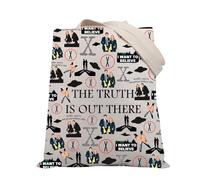PLITI Borsa tote con scritta "The Truth Is Out There True Crime Mystery Gift I Want To Believe Alien Sci-Fi Fans Gift Scully and Mulder, Verità là fuori Tgu, medium