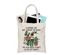 PLITI Borsa tote per piante da libro per le donne amante del libro una donna non può sopravvivere sui libri da sola ha anche bisogno di piante borsa di tela, Donna Libro Pianta Tgu, medium