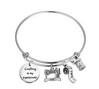 PLITI Braccialetto 'Crafting Is My Superpower' per Amante del Cucito, Quilting e Crafting - Regalo per Seamstress, Sewer, Quilter - Acciaio Inossidabile, Medio