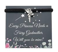 PLITI Braccialetto per madrina con fata, regalo per madrina, regalo per ogni principessa ha bisogno di una fata madrina Will You Be Mine madrina, Medio, Acciaio inossidabile