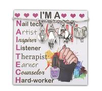 PLITI Braccialetto per nail tech, regalo di laurea, regalo per amanti delle unghie, regalo per nail stylist, regalo per nail art, Medio, Acciaio inossidabile