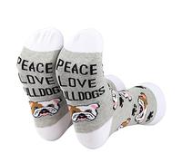 PLITI Bulldog Calzini Bulldog Amante Regalo Pace Amore Bulldogs Regalo Per Le Donne Bulldog Mamma Regalo Bulldog Proprietario Regalo Amante Del Cane Regalo, Peace Love Bulldogs SocksU, 6-13