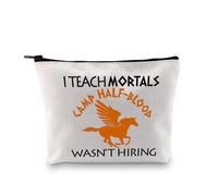 PLITI Camp Mezzosangue Regali per l'insegnante Apprezzamento Borsa per il trucco I Teach Mortals Camp Mef-Blood WASN't Hiring Percy Fan Gift, Insegno ai mortali Bagu, alla moda