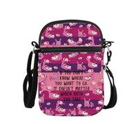 PLITI Cheshire Cat Crossbody Bag - Alice nel paese delle meraviglie regalo per gli appassionati di gatto sorridente e fiabe, Percorso Prendere Zcbagu, 8.26×5.7×0.78inches
