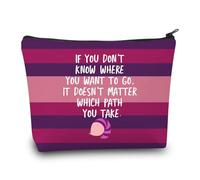 PLITI Cheshire Cat Makeup Bag Cheshire Cat Fan Gift Alice Lover Alice Fan Gift Smiling Cat Alice Wonderland Fan Pouch Zipper Pouch, Sentiero che prendi, alla moda