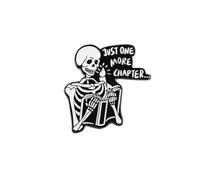 PLITI Dark Romance Gift Romance Reader Regalo Bookworm Regali Solo un altro capitolo scheletro spilla pin per gli amanti dei libri, Medio, Acciaio inossidabile